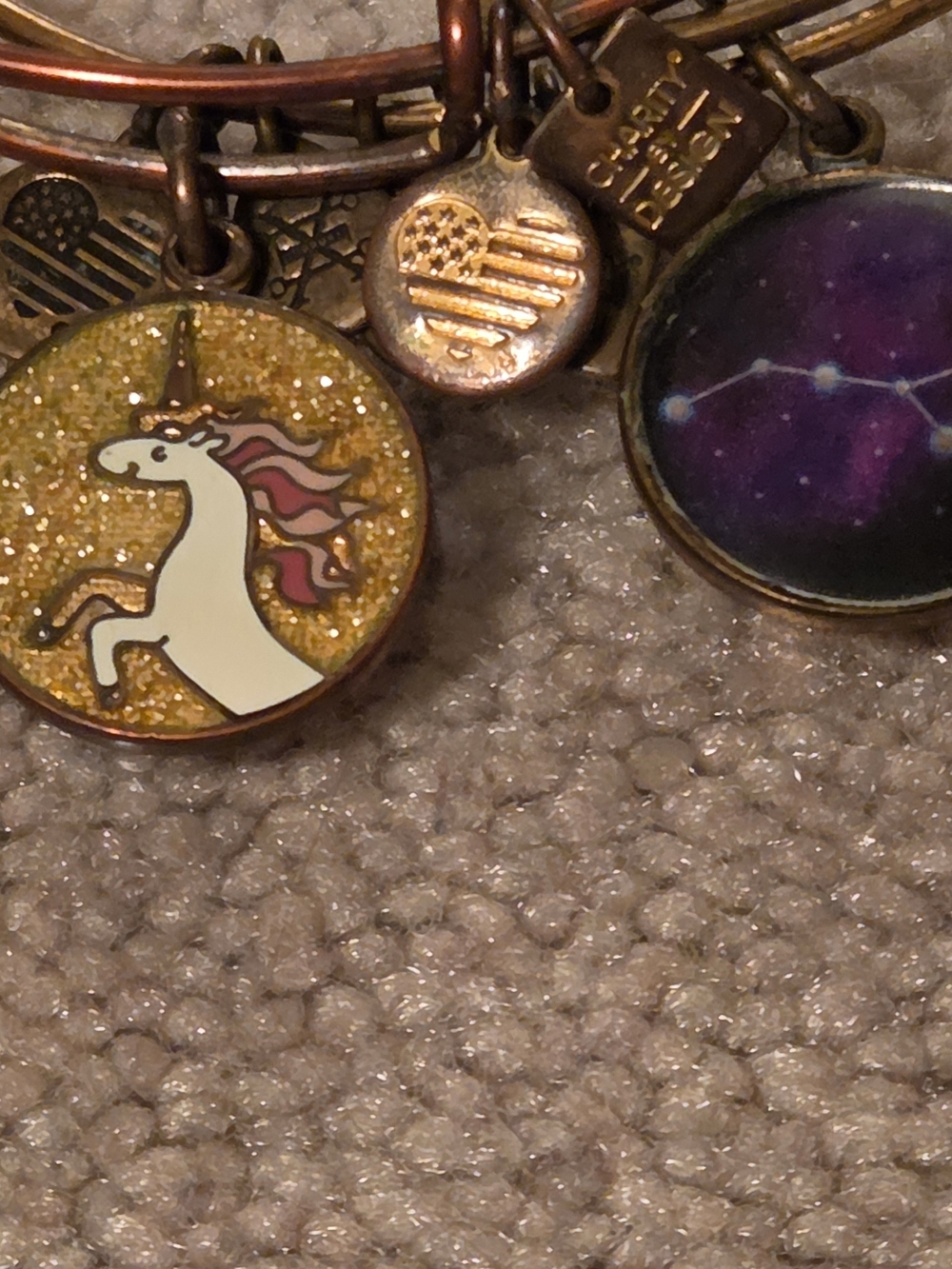 Alex And Ani Unicorn Charm Bangle Bracelet with Galaxy